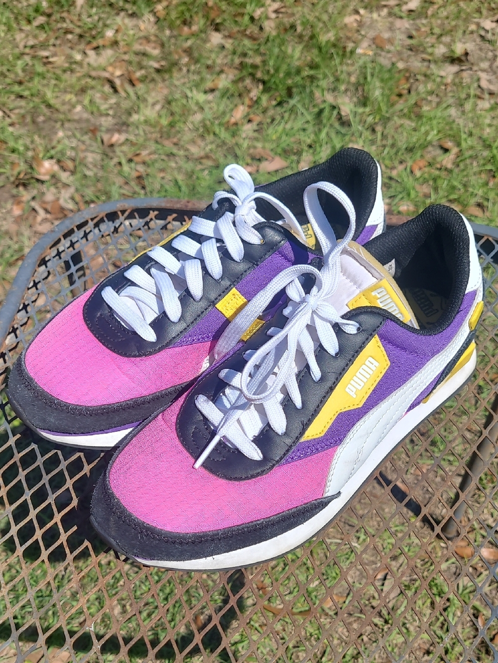Puma Women's Pink, Purple & Yellow Retro Trainer Sneakers